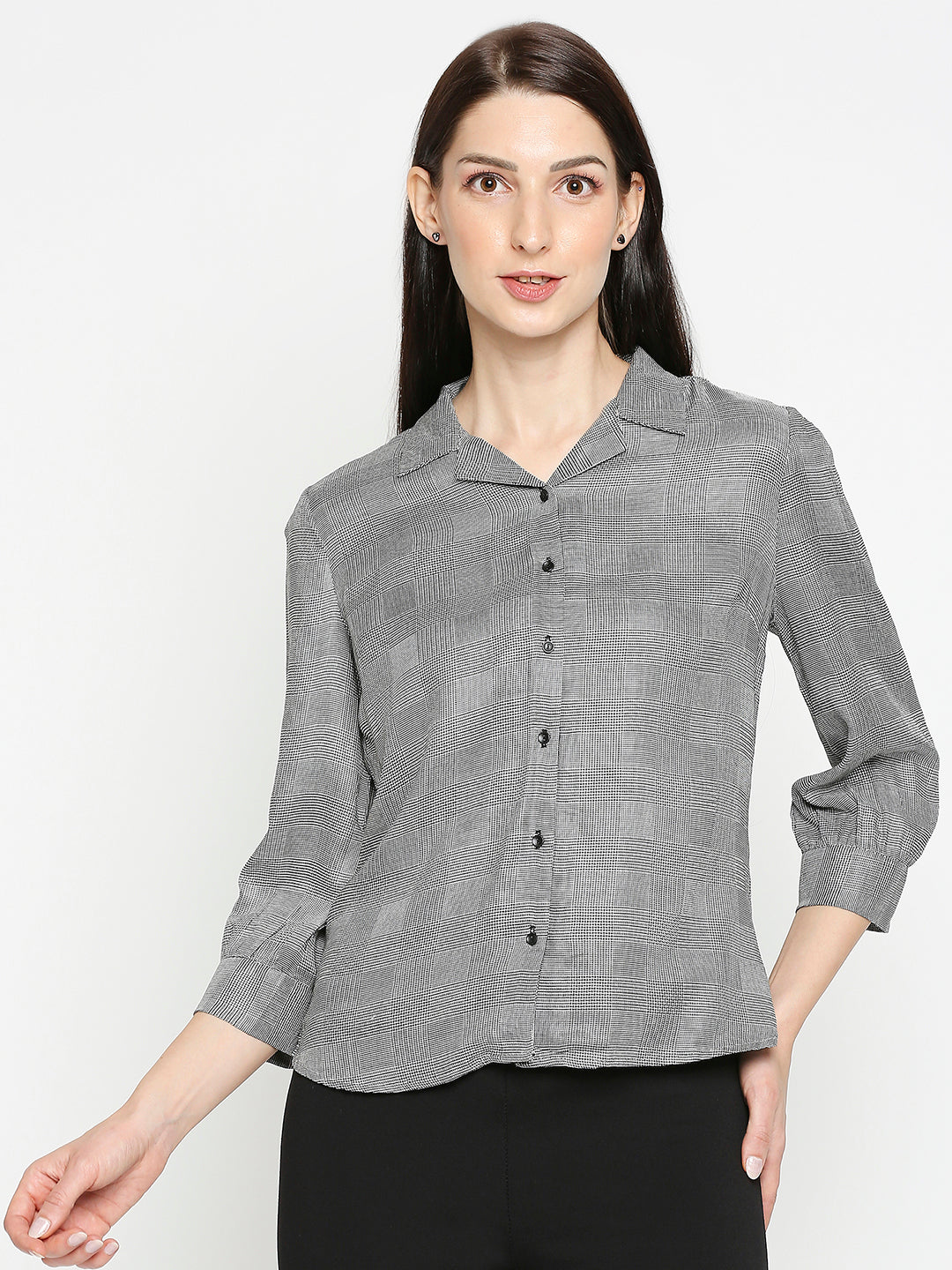 Women Black/White Checks Shirt