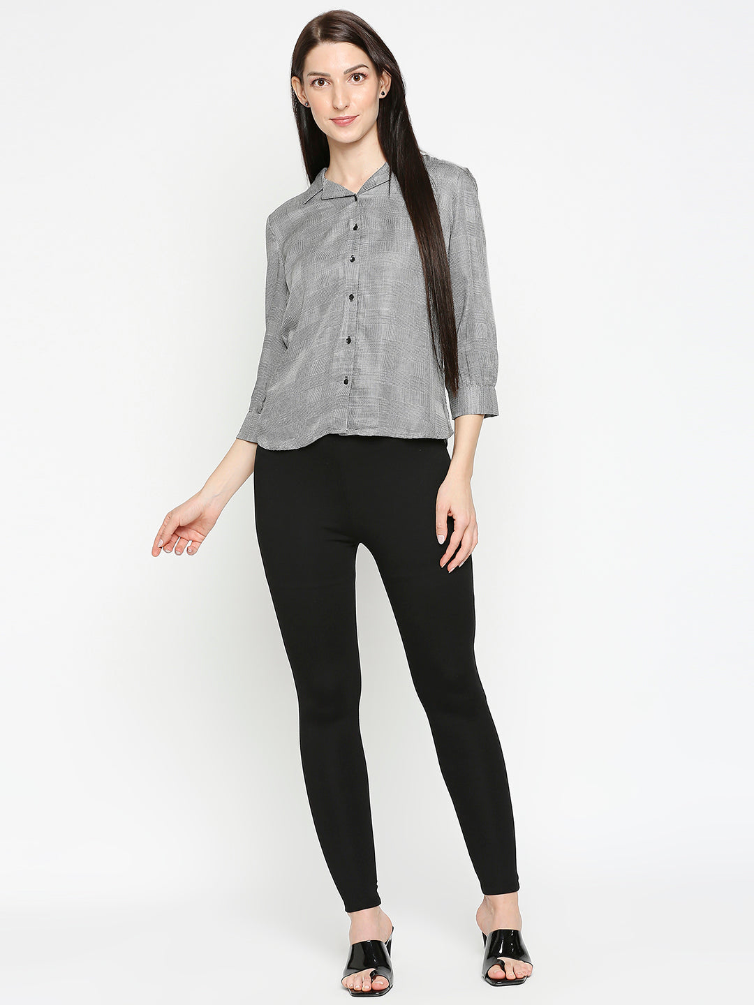 Women Black/White Checks Shirt