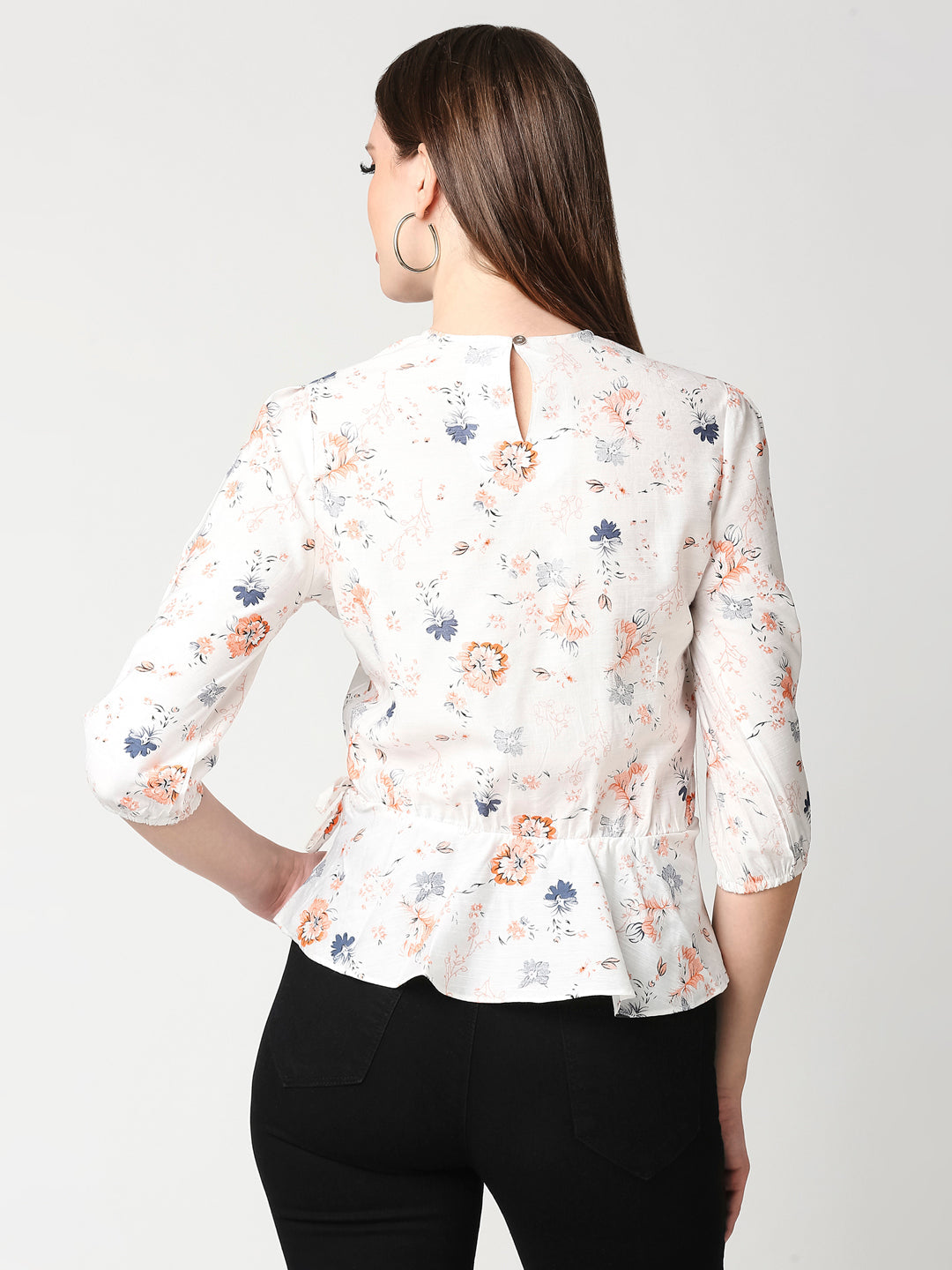 Women Off White Printed Top
