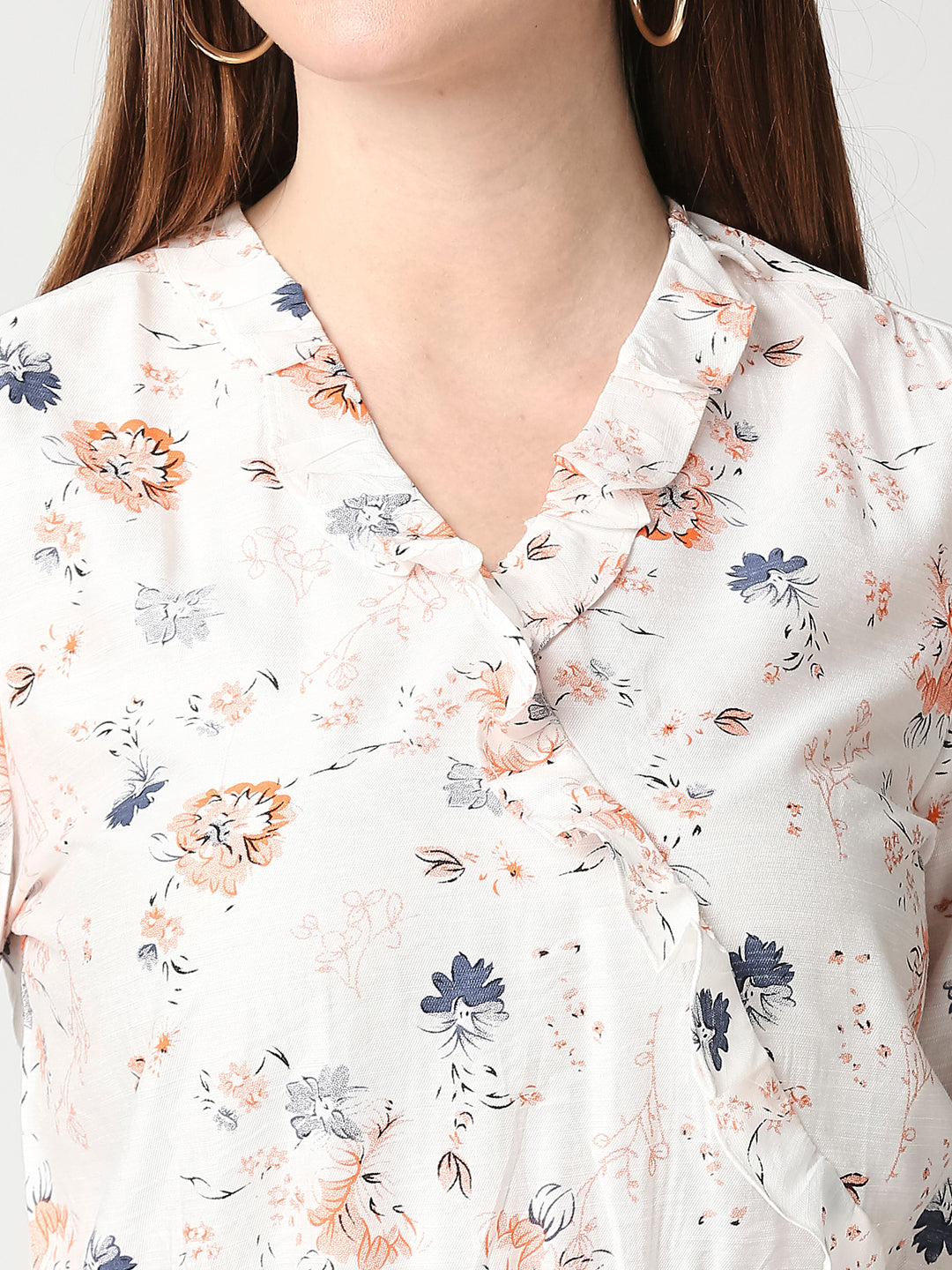 Women Off White Printed Top