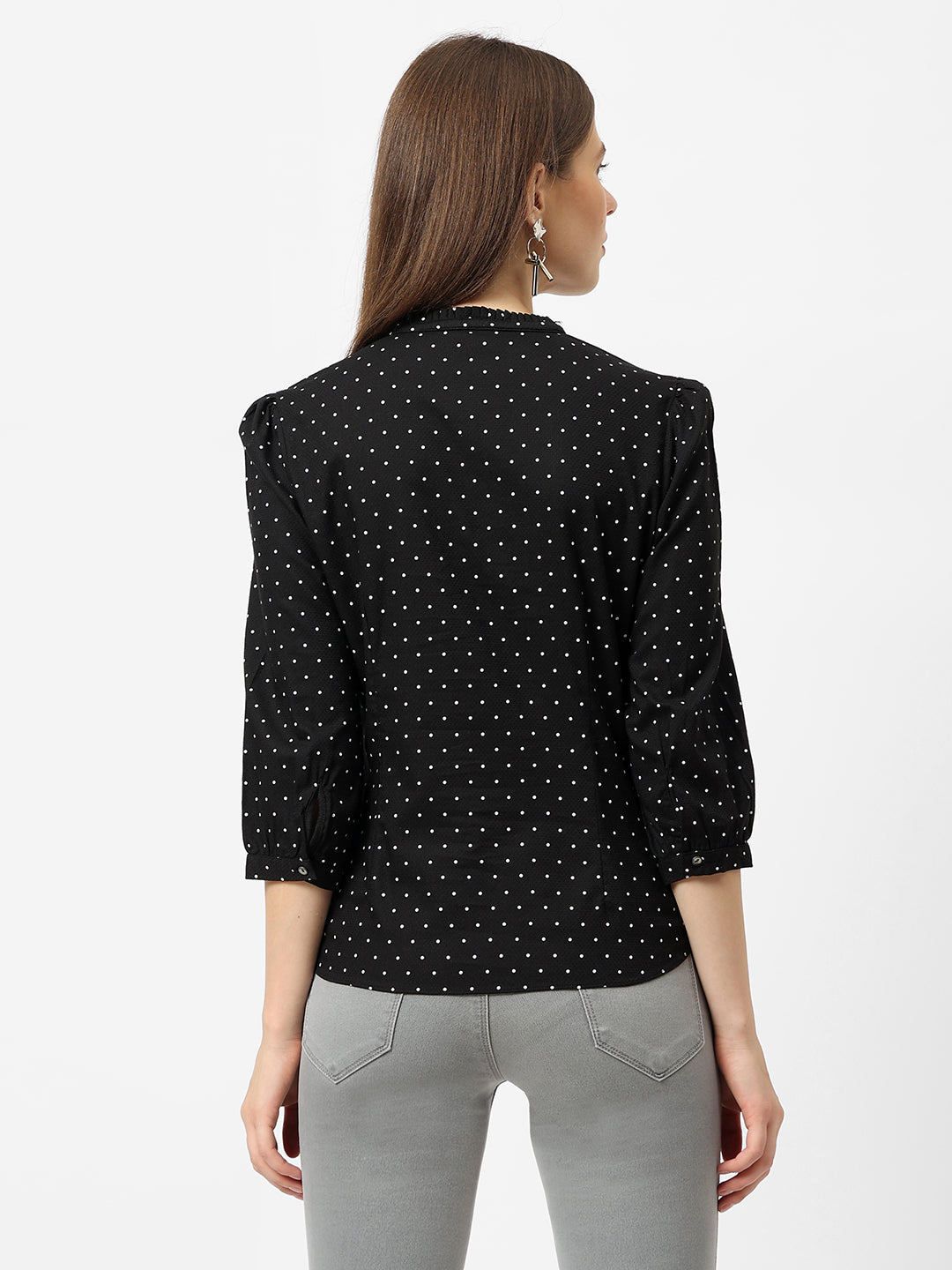 Women Black Polka Dot Top