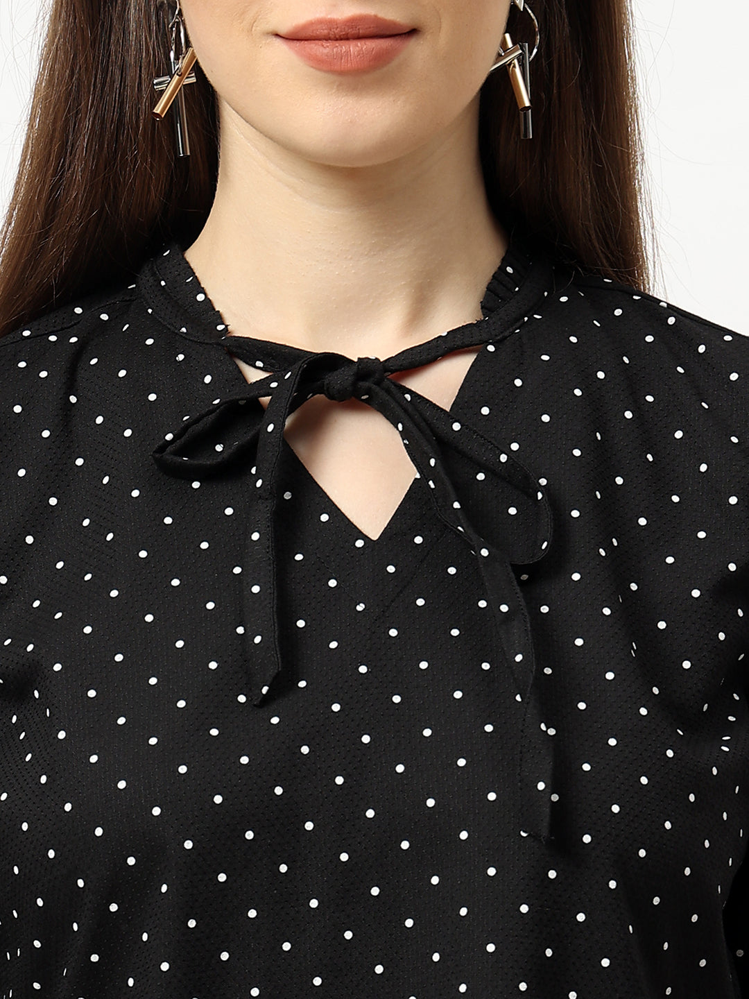 Women Black Polka Dot Top