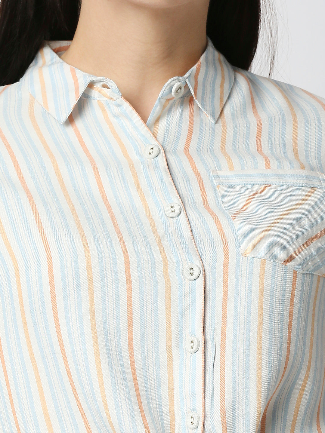 Women Multi Color Tie-Up Crop Shirt