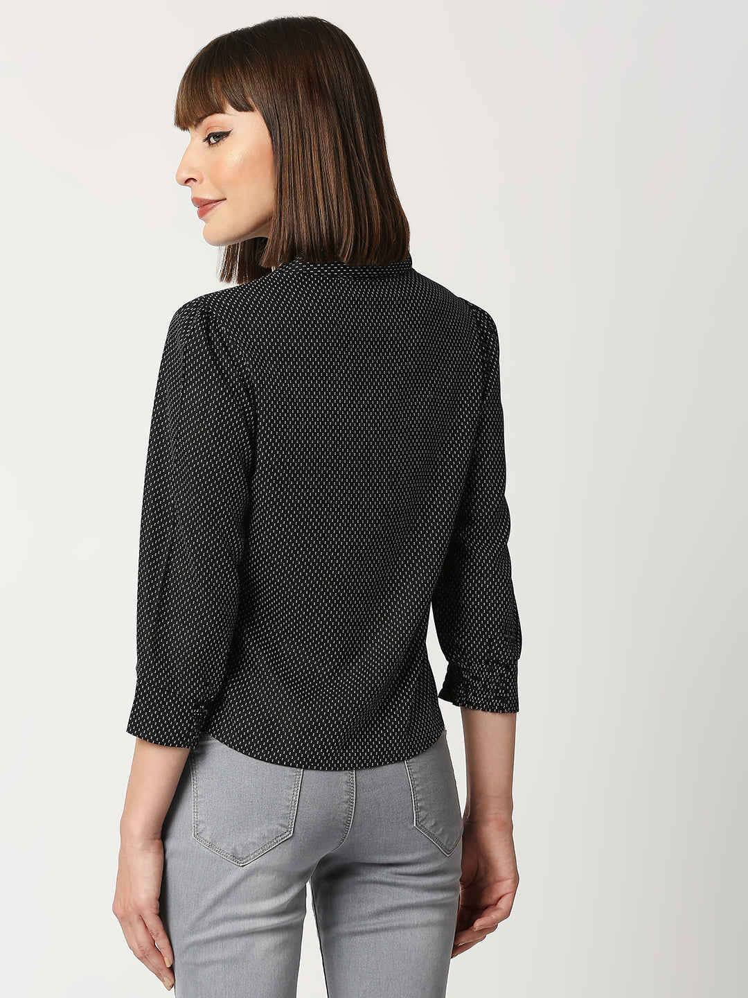 Women Black Crop Shirt
