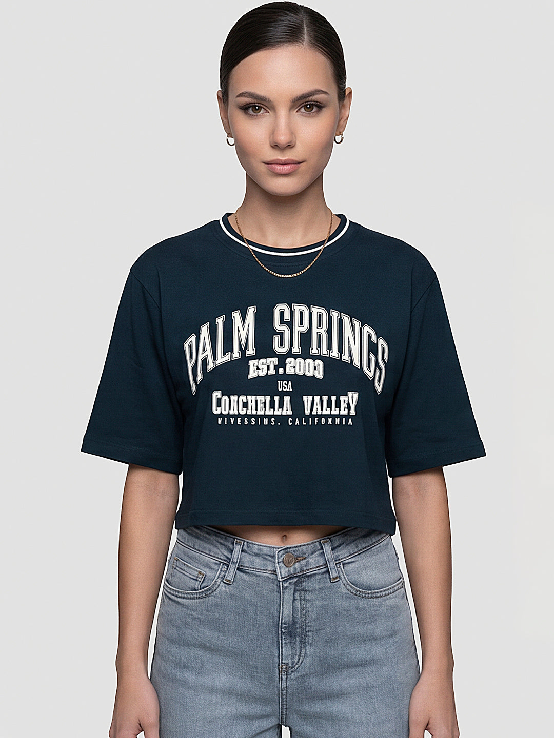 Women Airforce Graphic Print Crop Tees