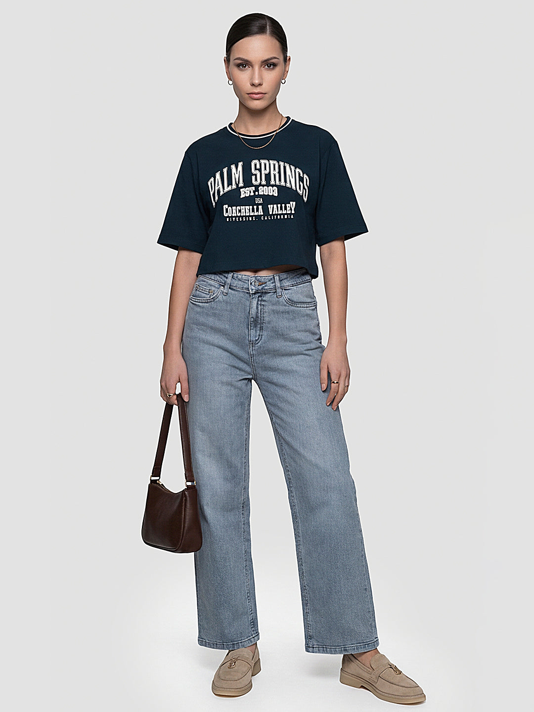 Women Airforce Graphic Print Crop Tees
