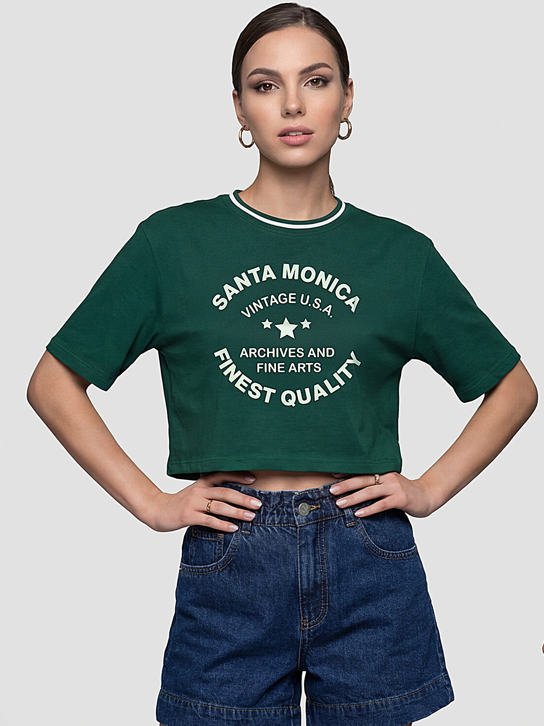Women Bottle Green Oversized T-Shirt