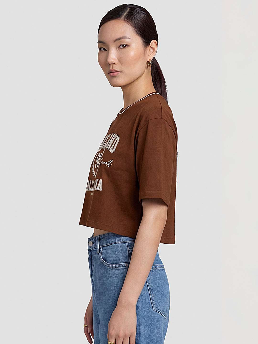 Women Sepia Crop Tees