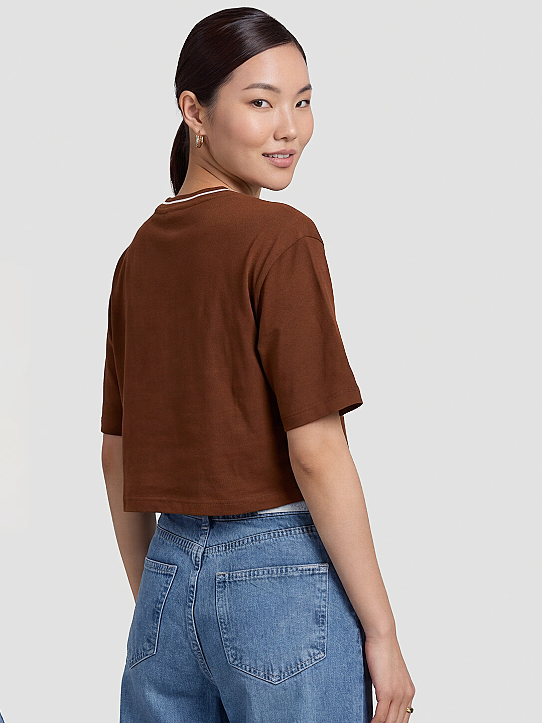 Women Sepia Crop Tees