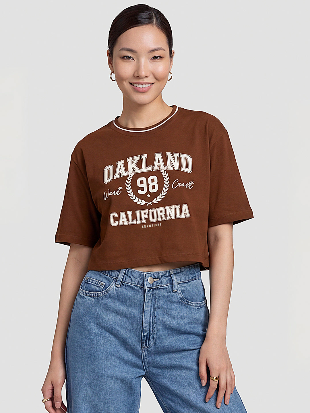 Women Sepia Crop Tees