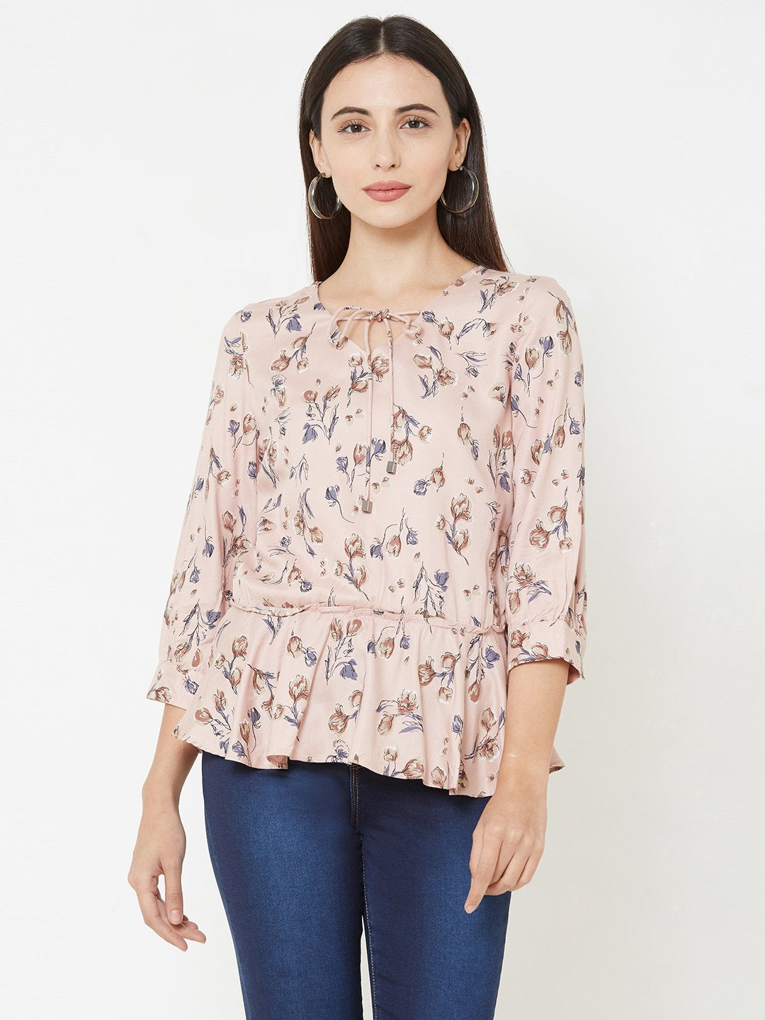 Women Peach Slim Top