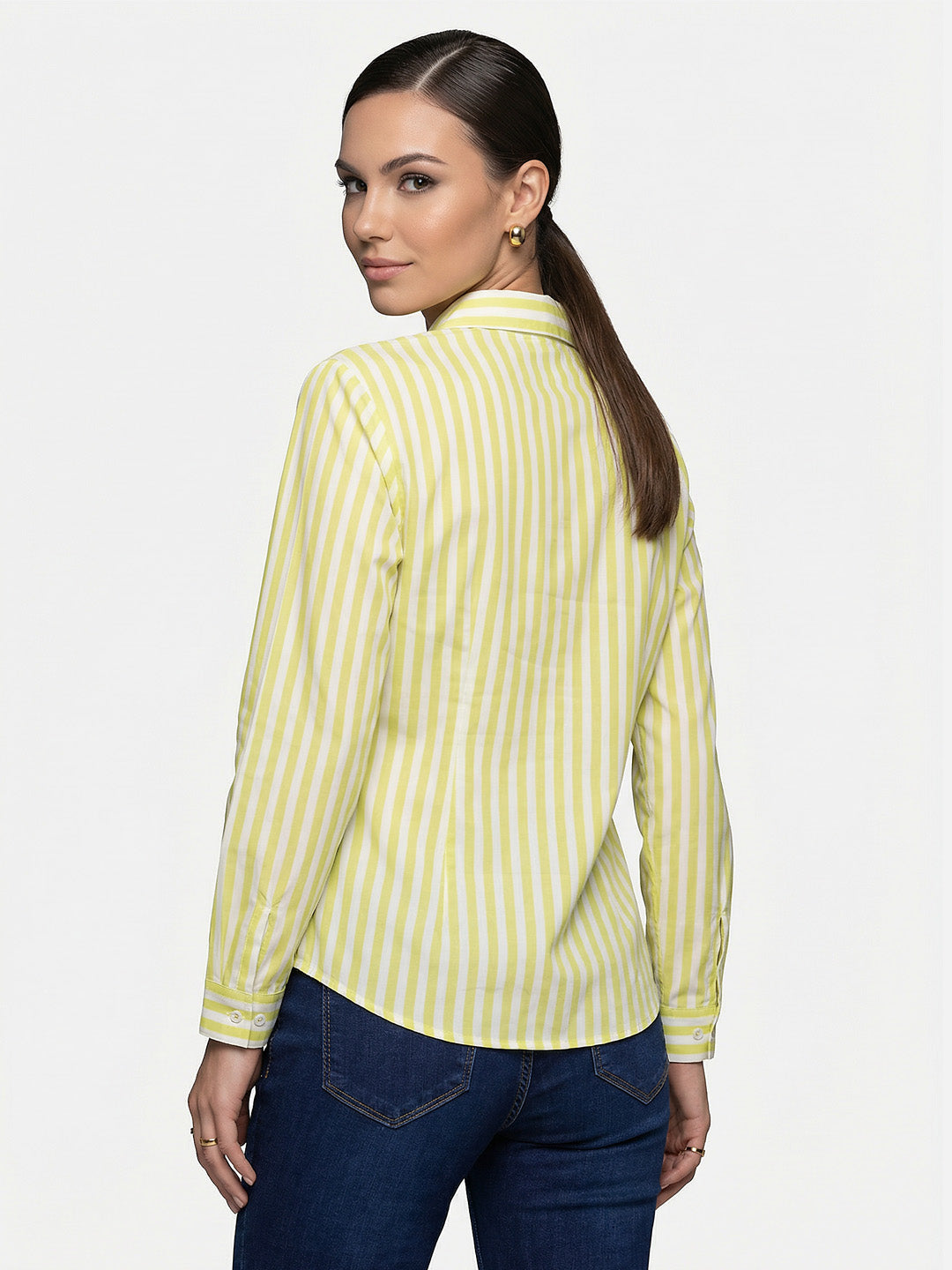 Women Yellow/White Striped Shirt