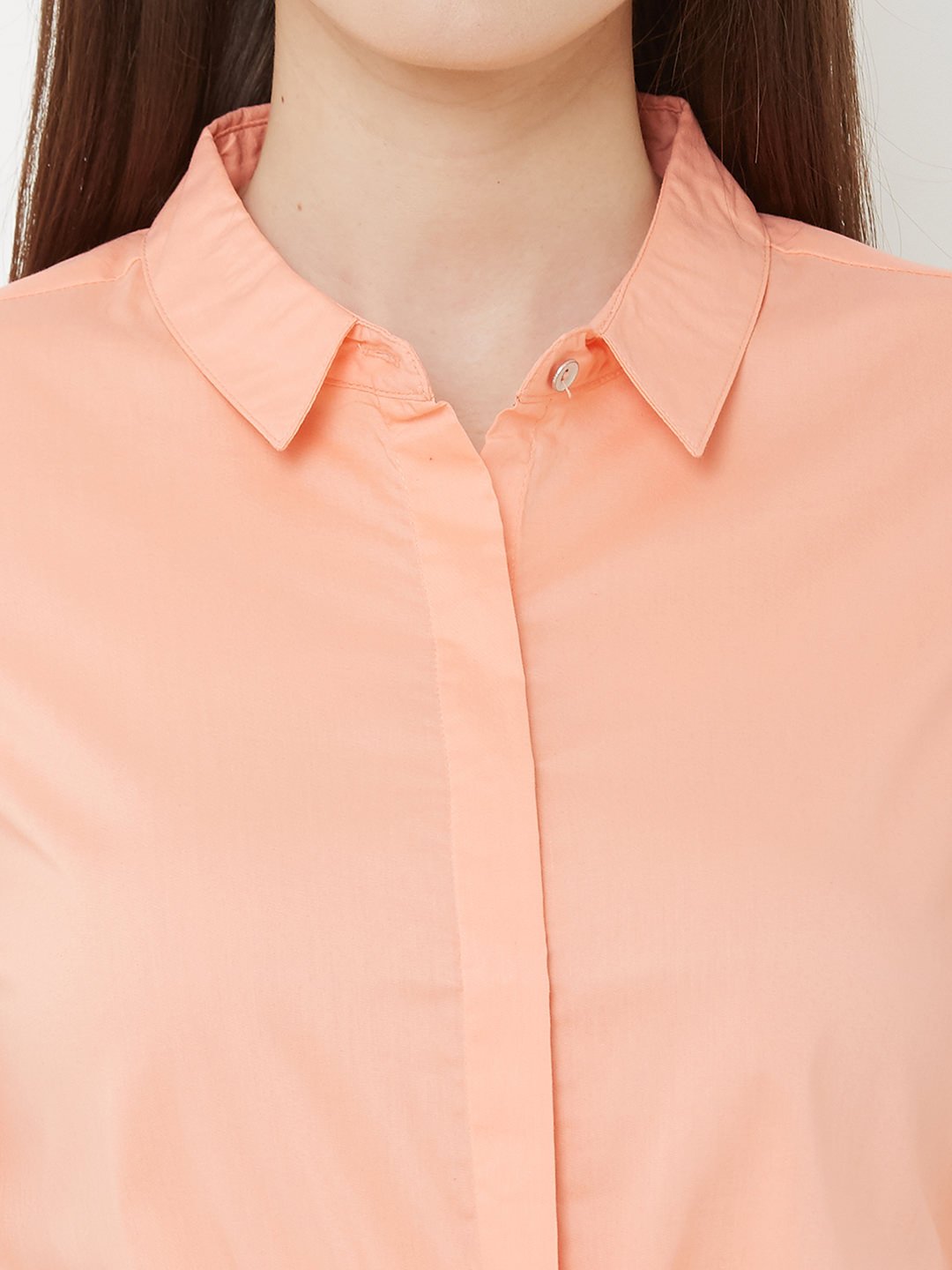 Women Salmon Crop Shirt