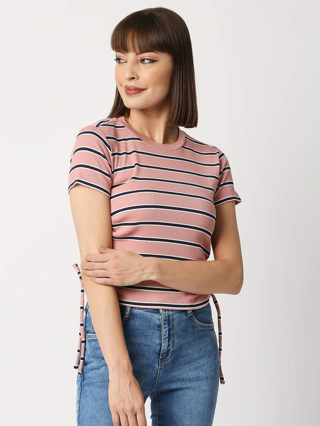 Women Blush Pink Crop Tees