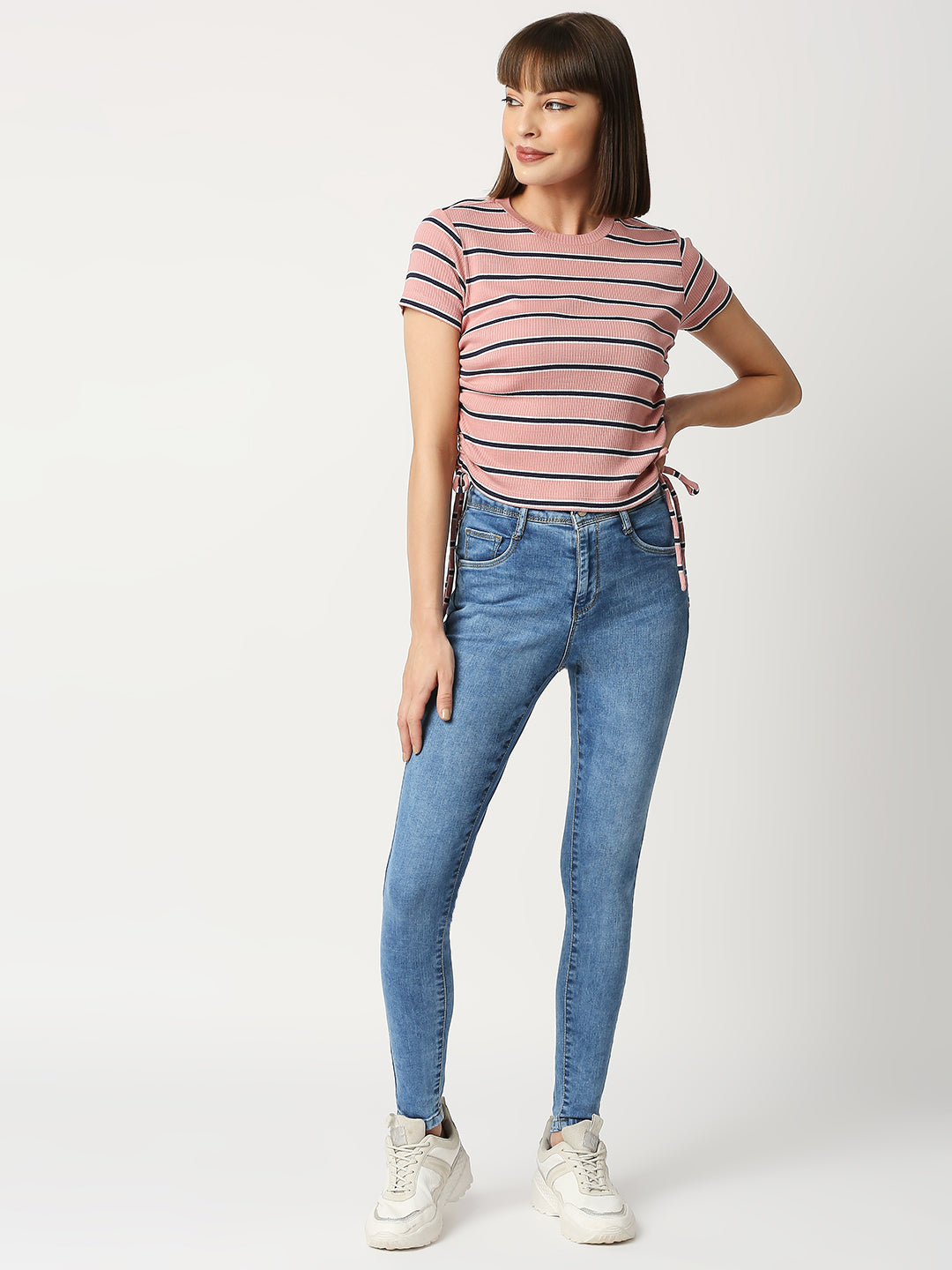 Women Blush Pink Crop Tees