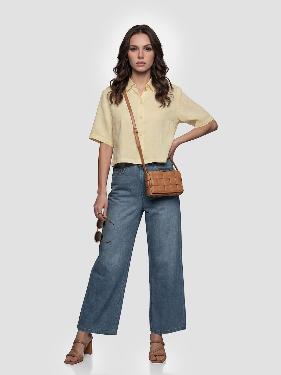 Women Lime Crop Shirt