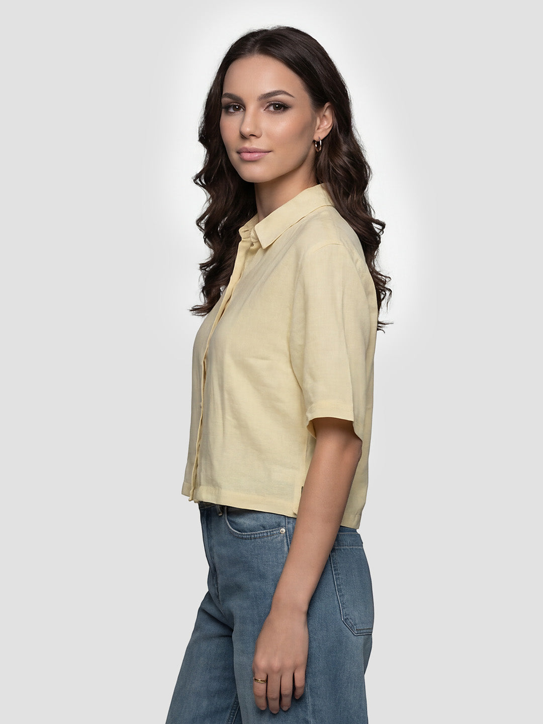 Women Lime Crop Shirt