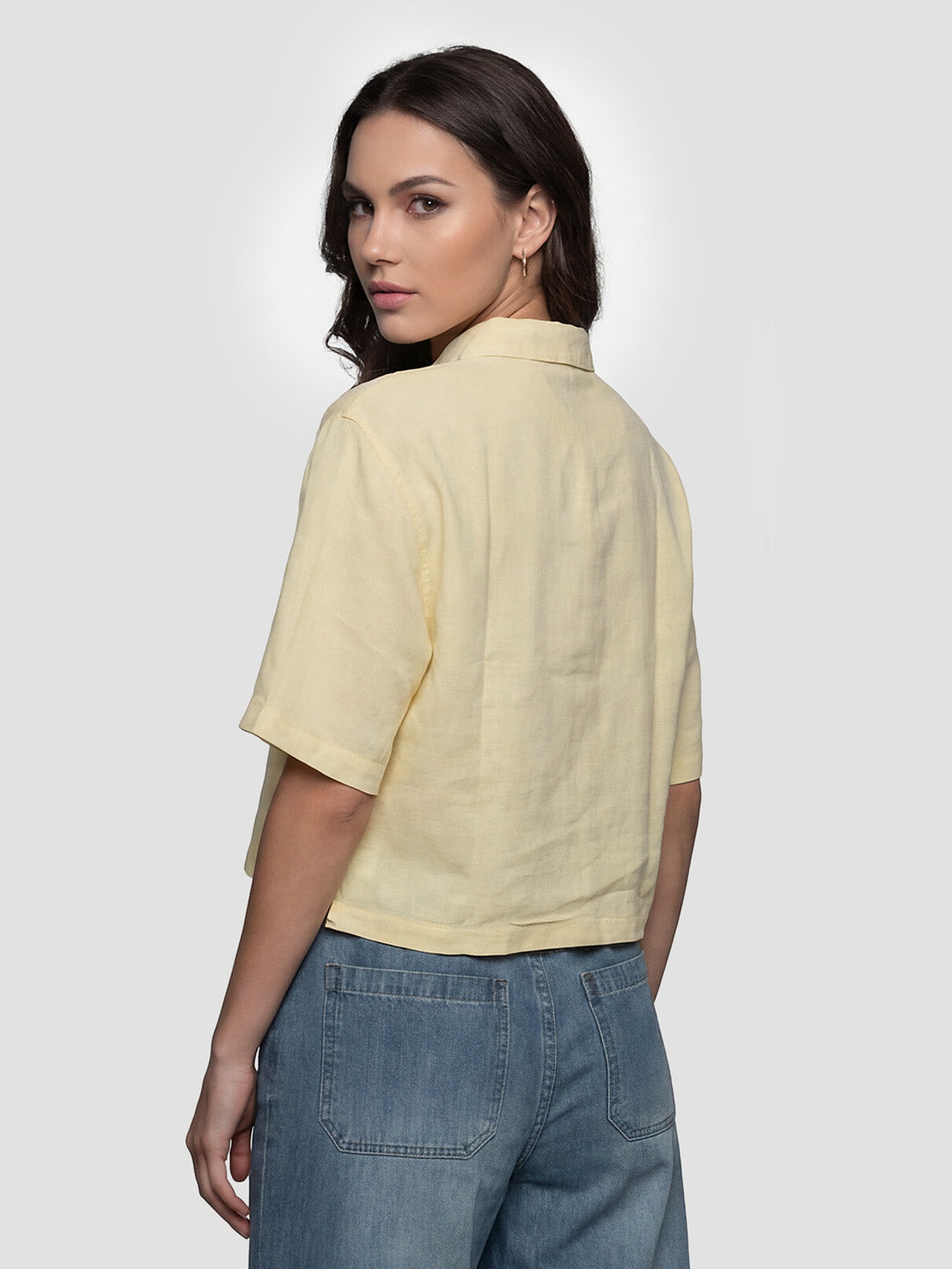 Women Lime Crop Shirt