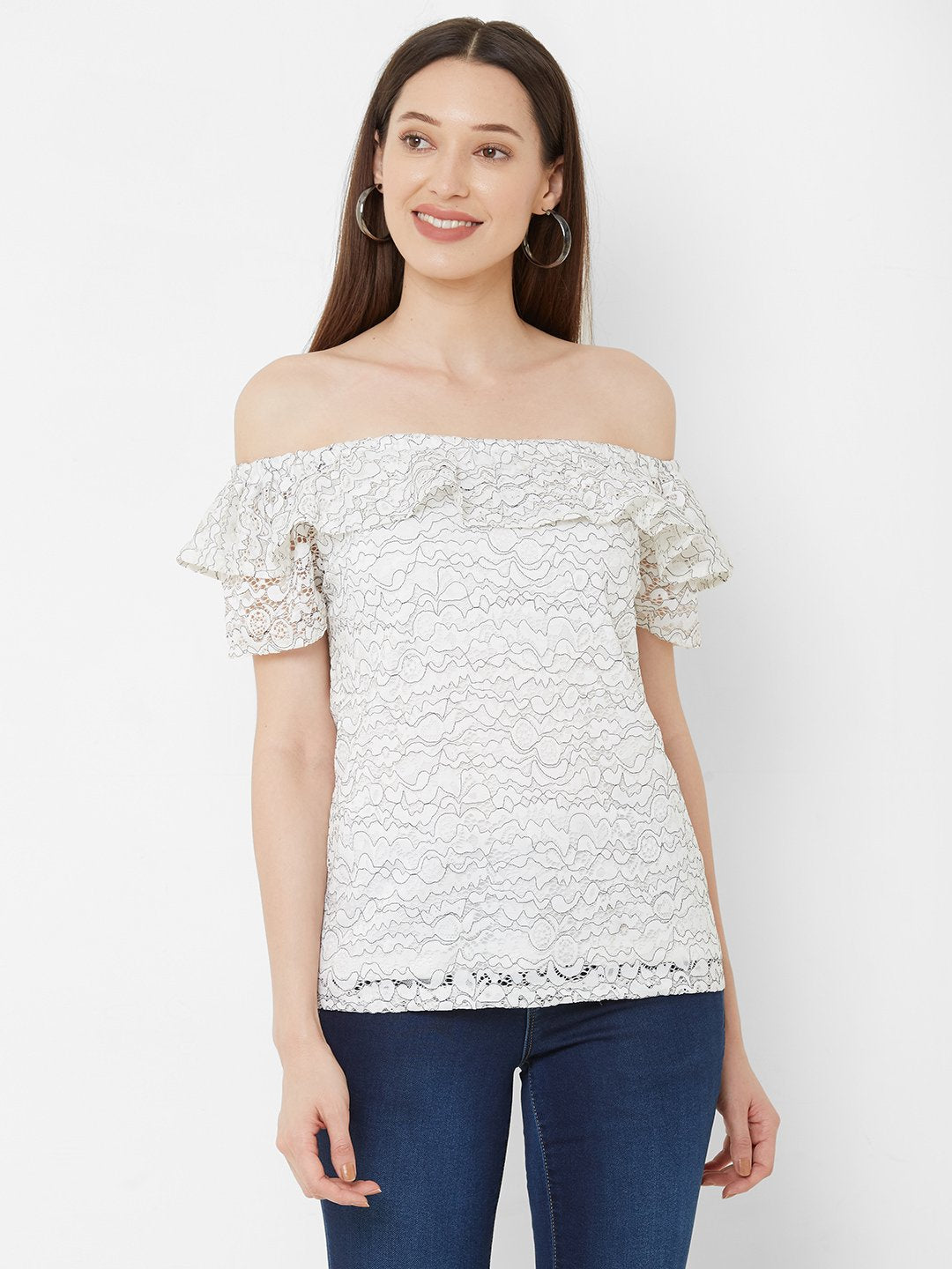 Women White Off Shoulder Top