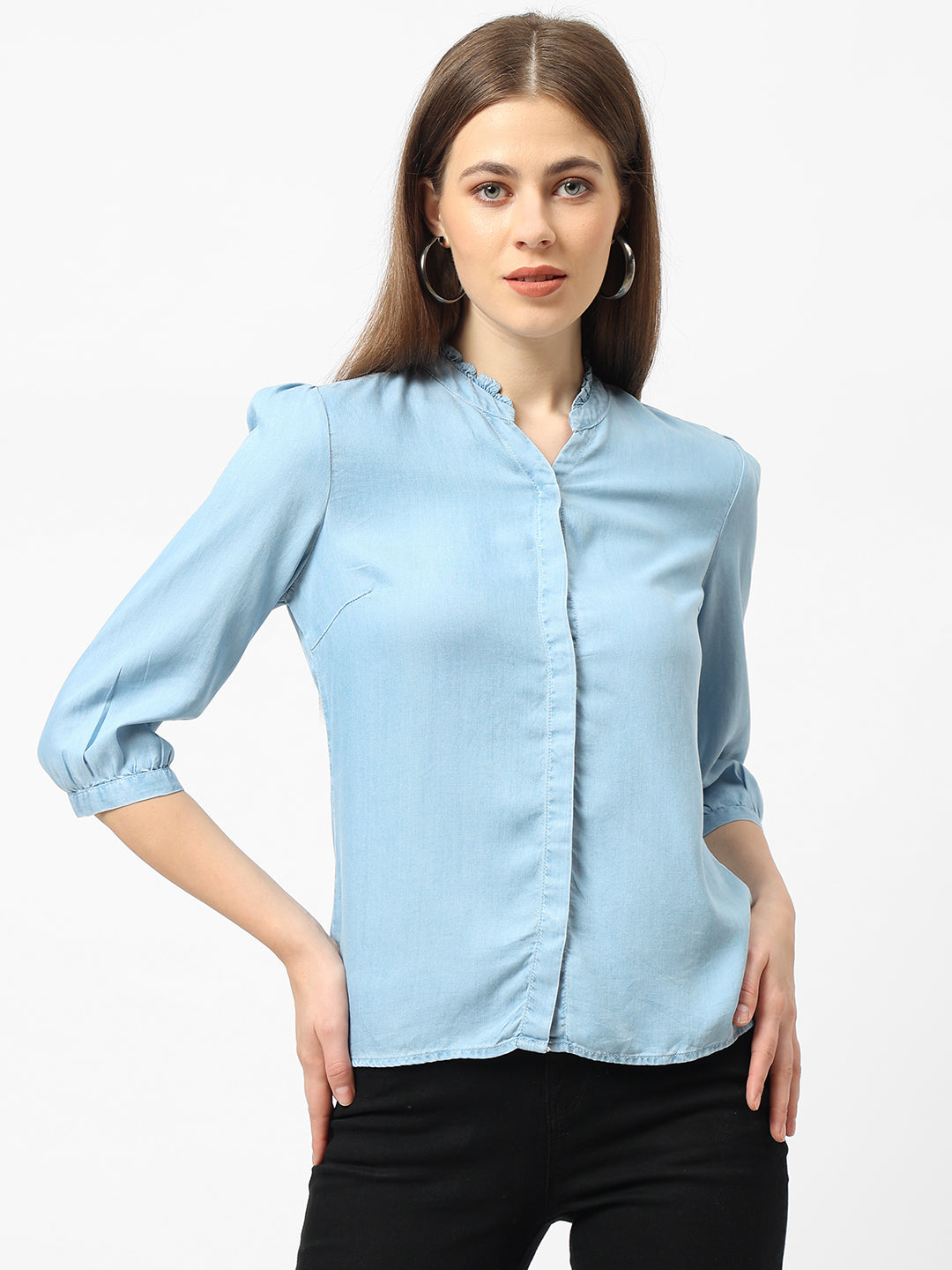 Women Light Blue Denim Shirt