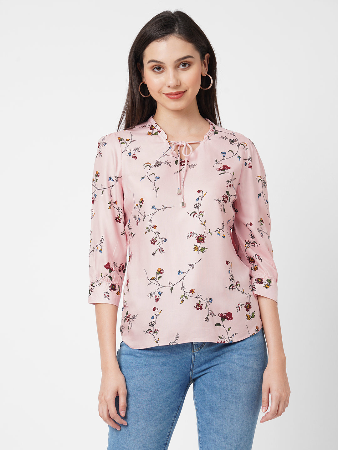 Women Soft Pink Printed Top