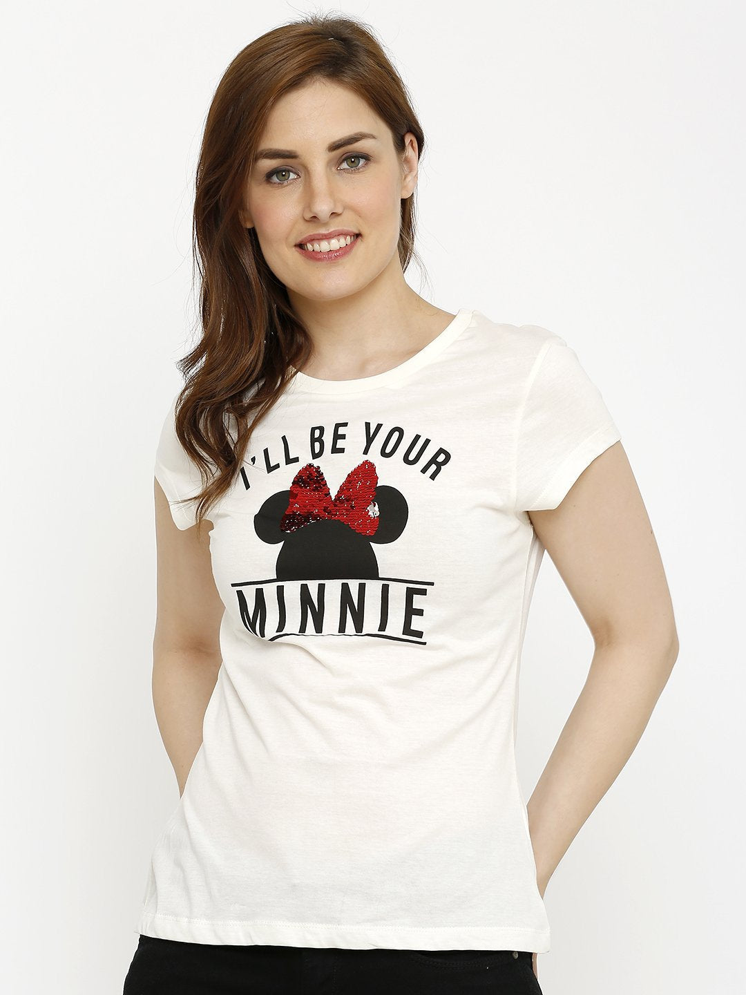 Women Off White Slim Tees