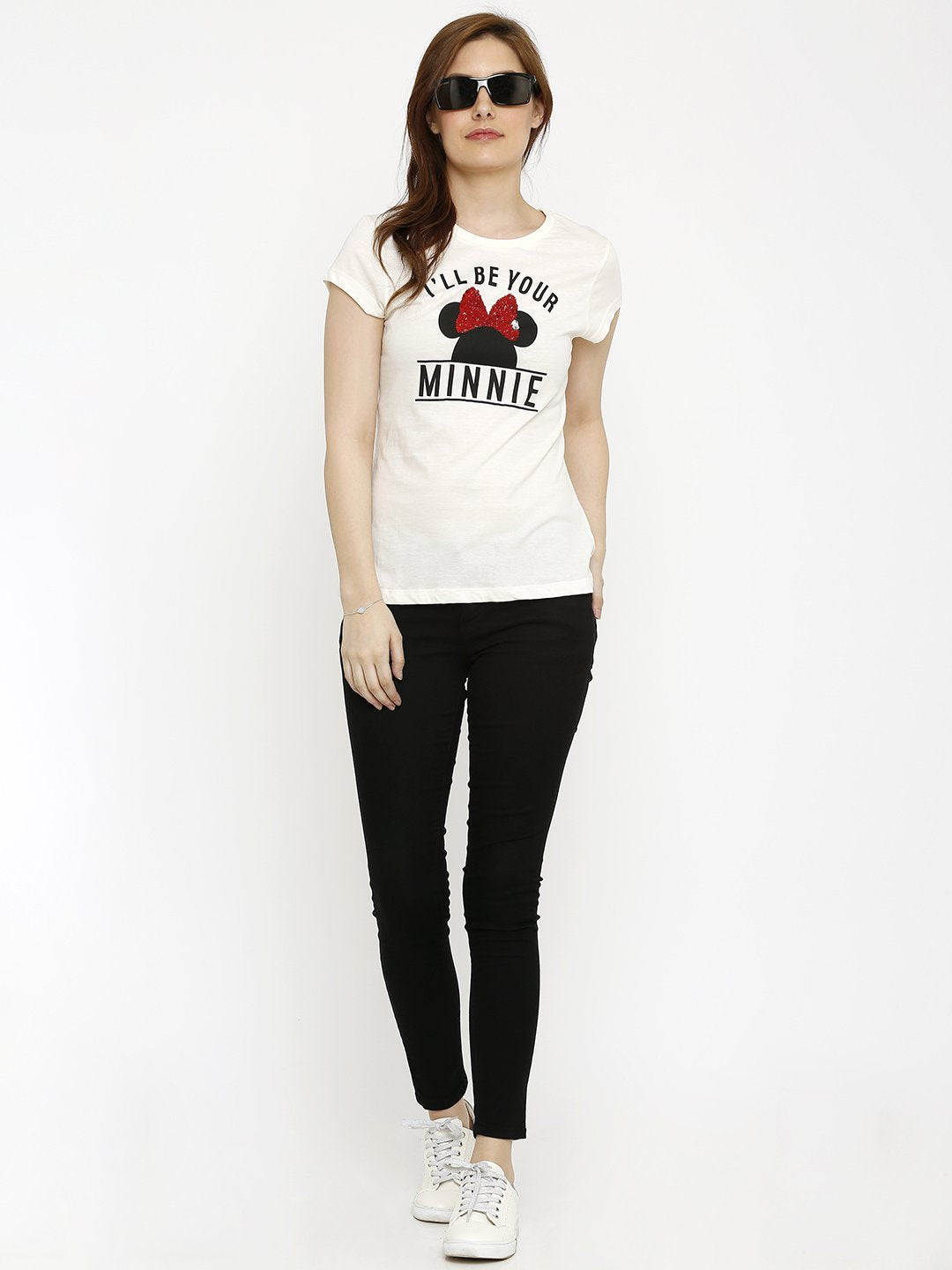 Women Off White Slim Tees