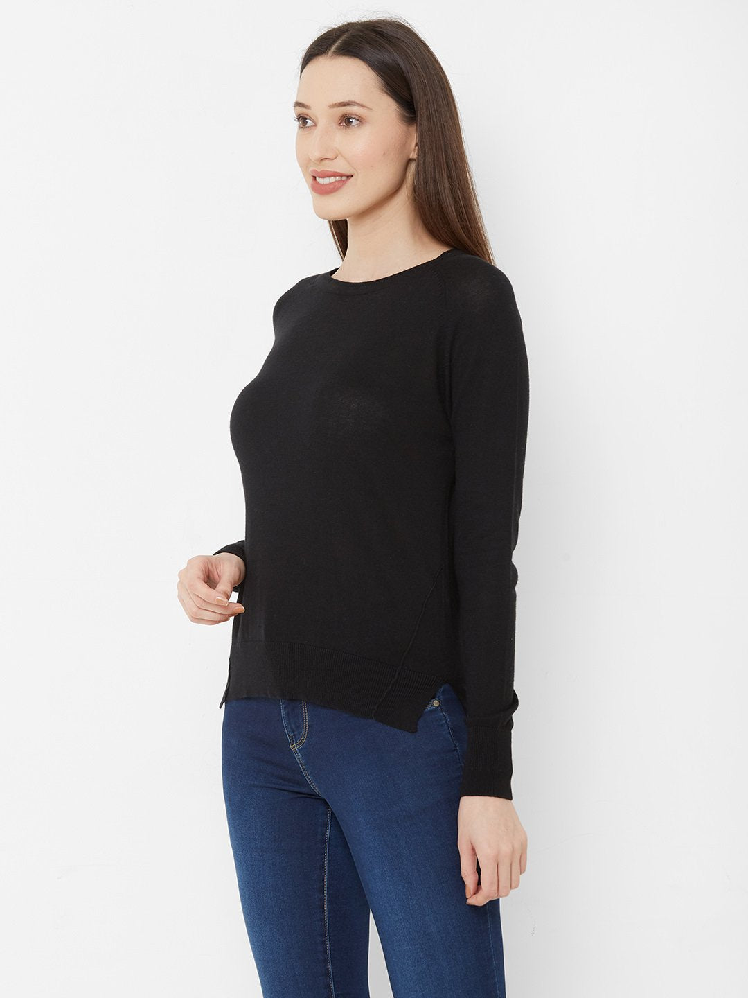 Women Black Solid Top