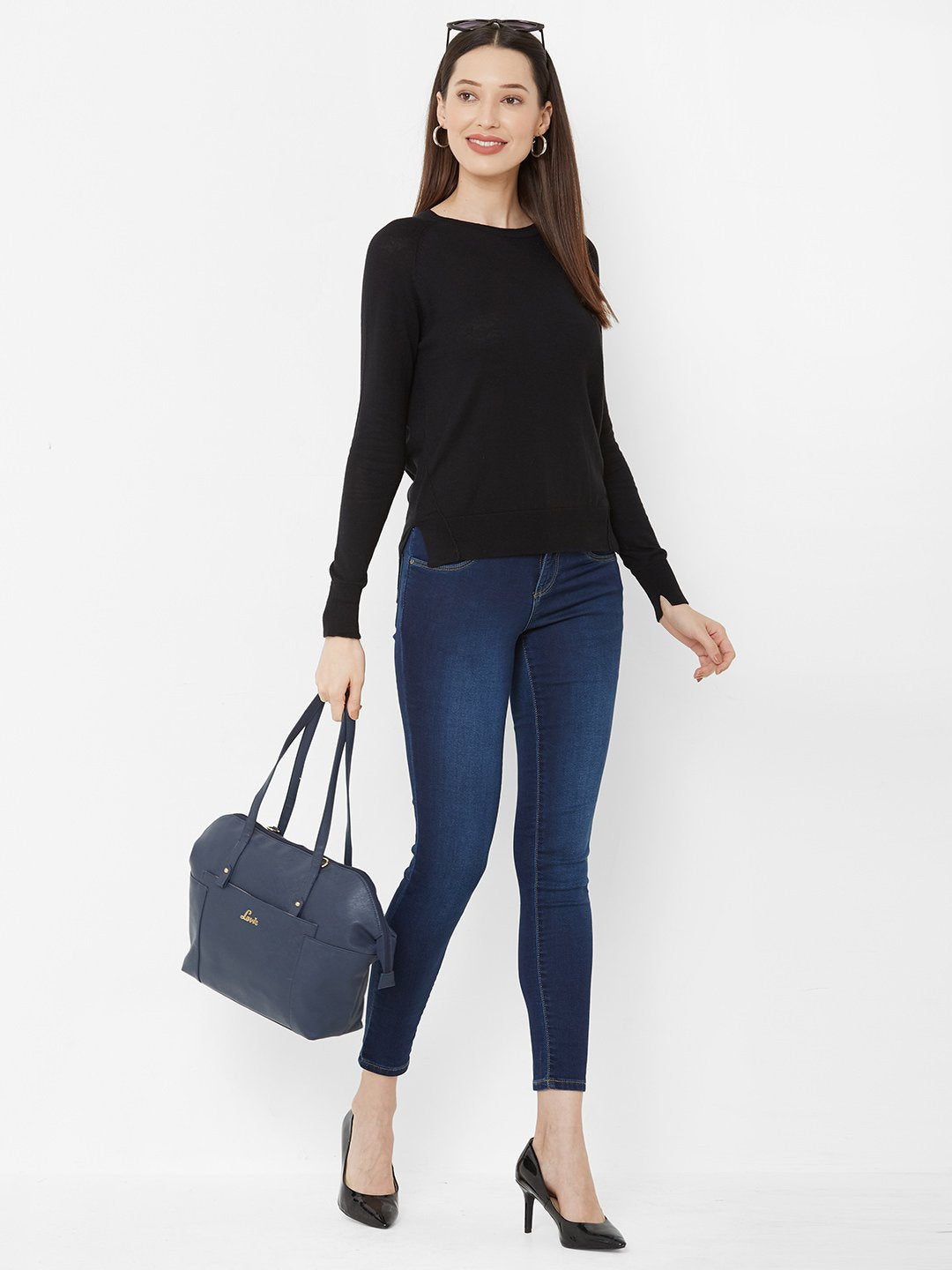 Women Black Solid Top