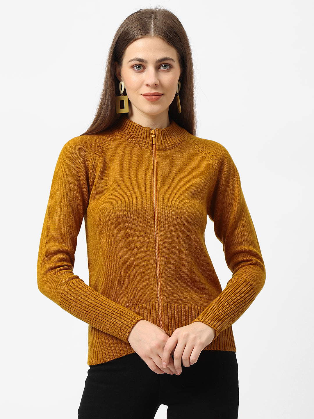Women Honey Mustard Winter Sweater