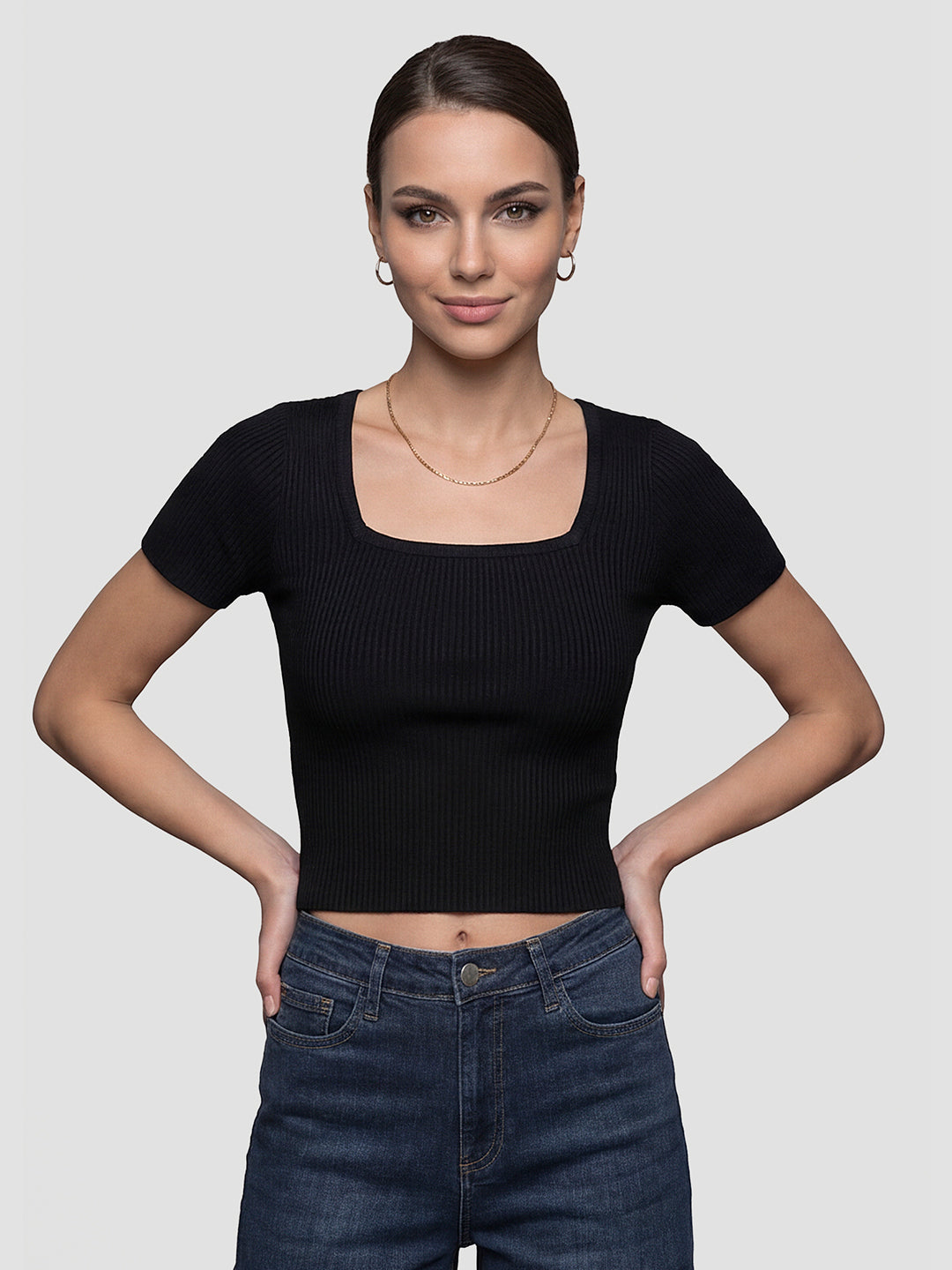 Women Black Flat Knit