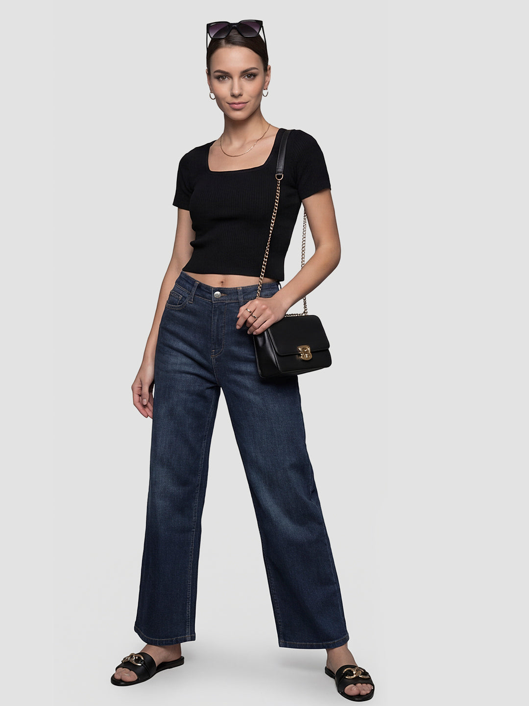 Women Black Flat Knit