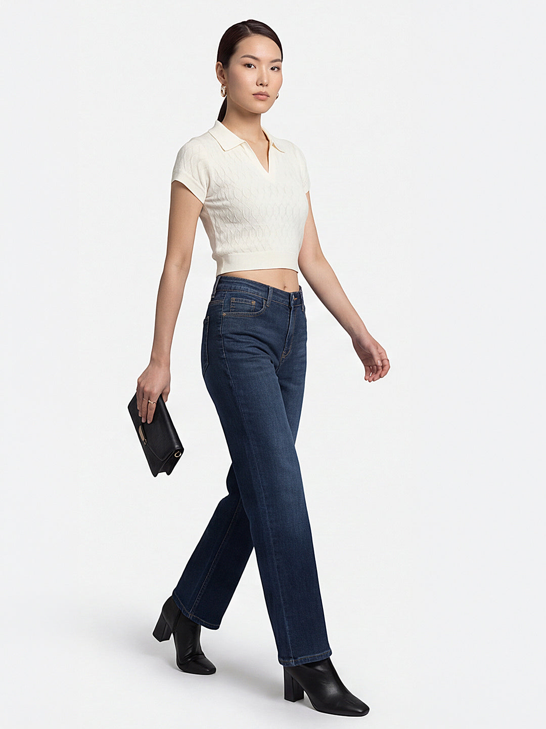 Women Off White Flat Knit