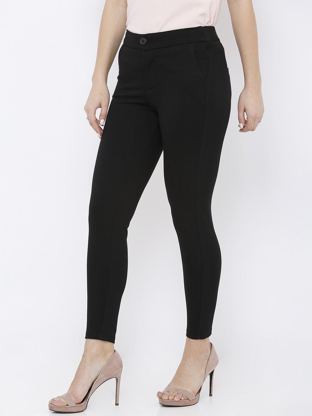 Women Black Mid-Rise Treggings