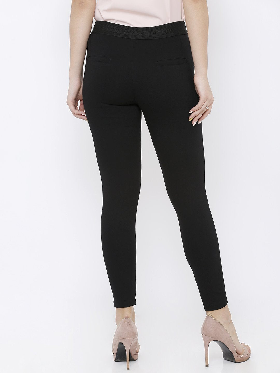 Women Black Mid-Rise Treggings