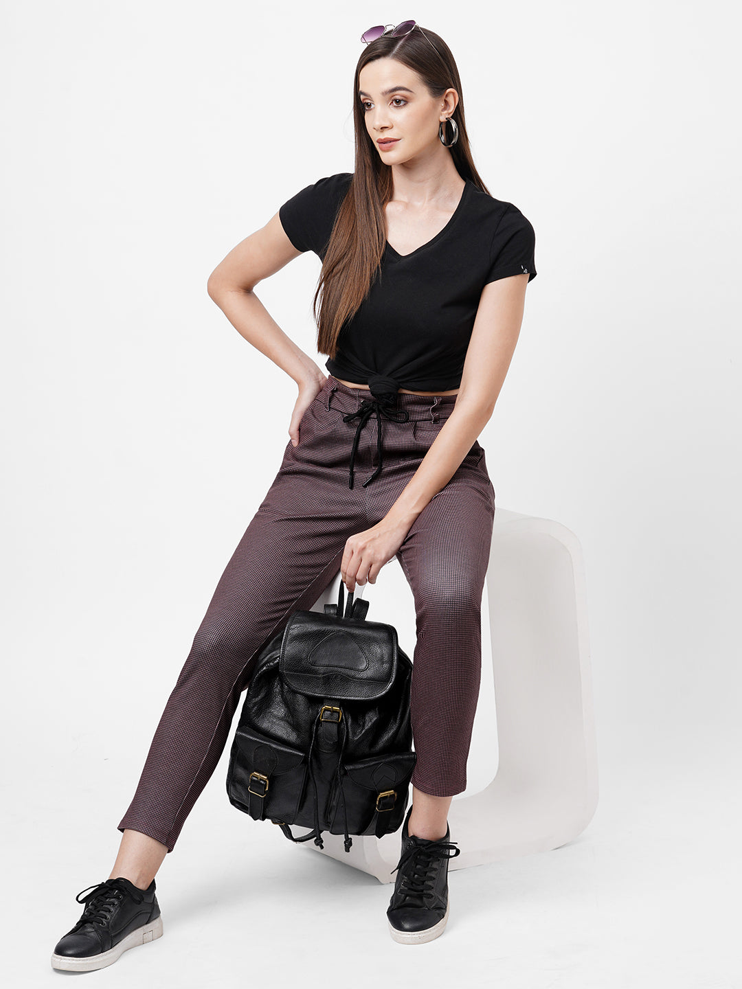 Women Black/Brick Treggings