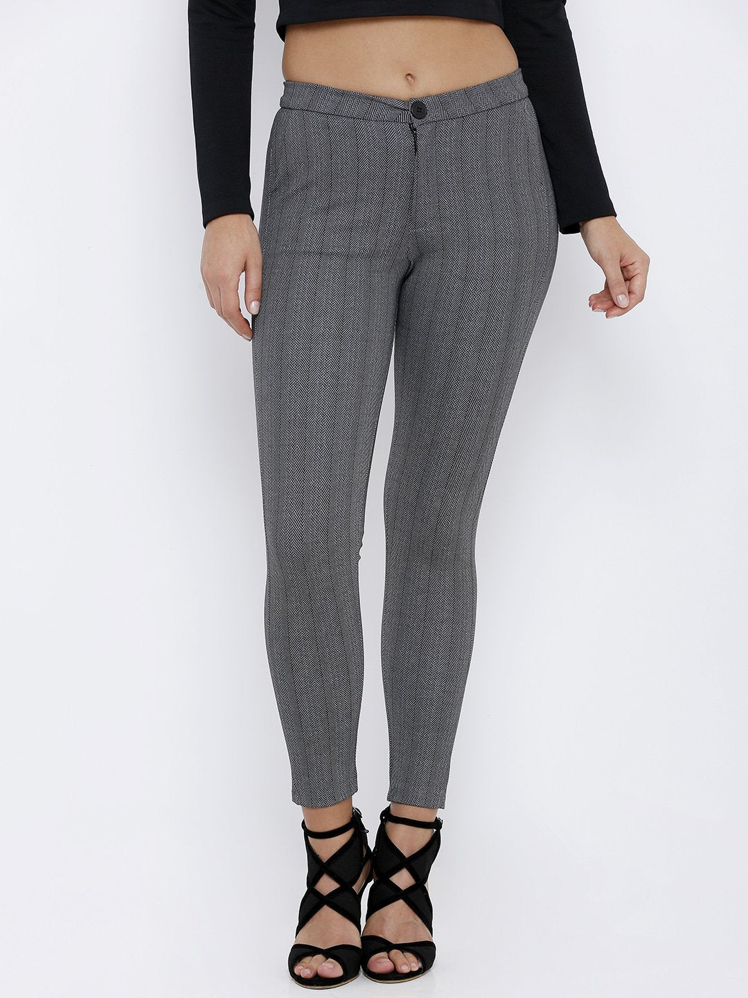 Women Grey Mid-Rise Treggings