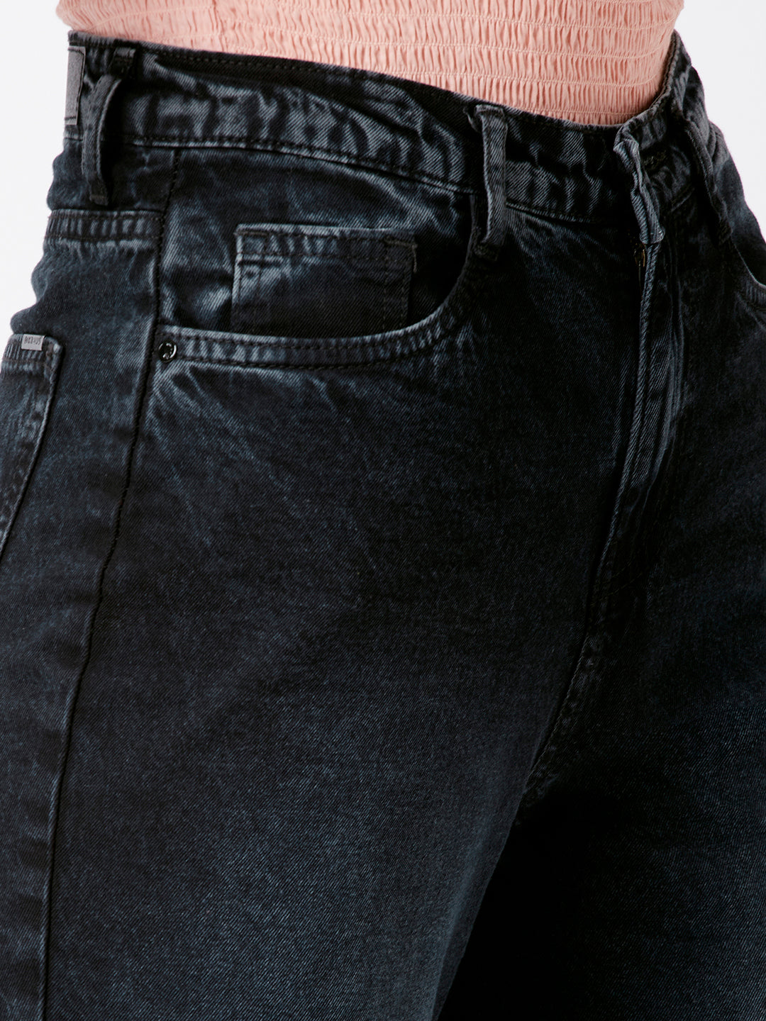 Women Charcoal Black High-Rise Wide Leg Jeans