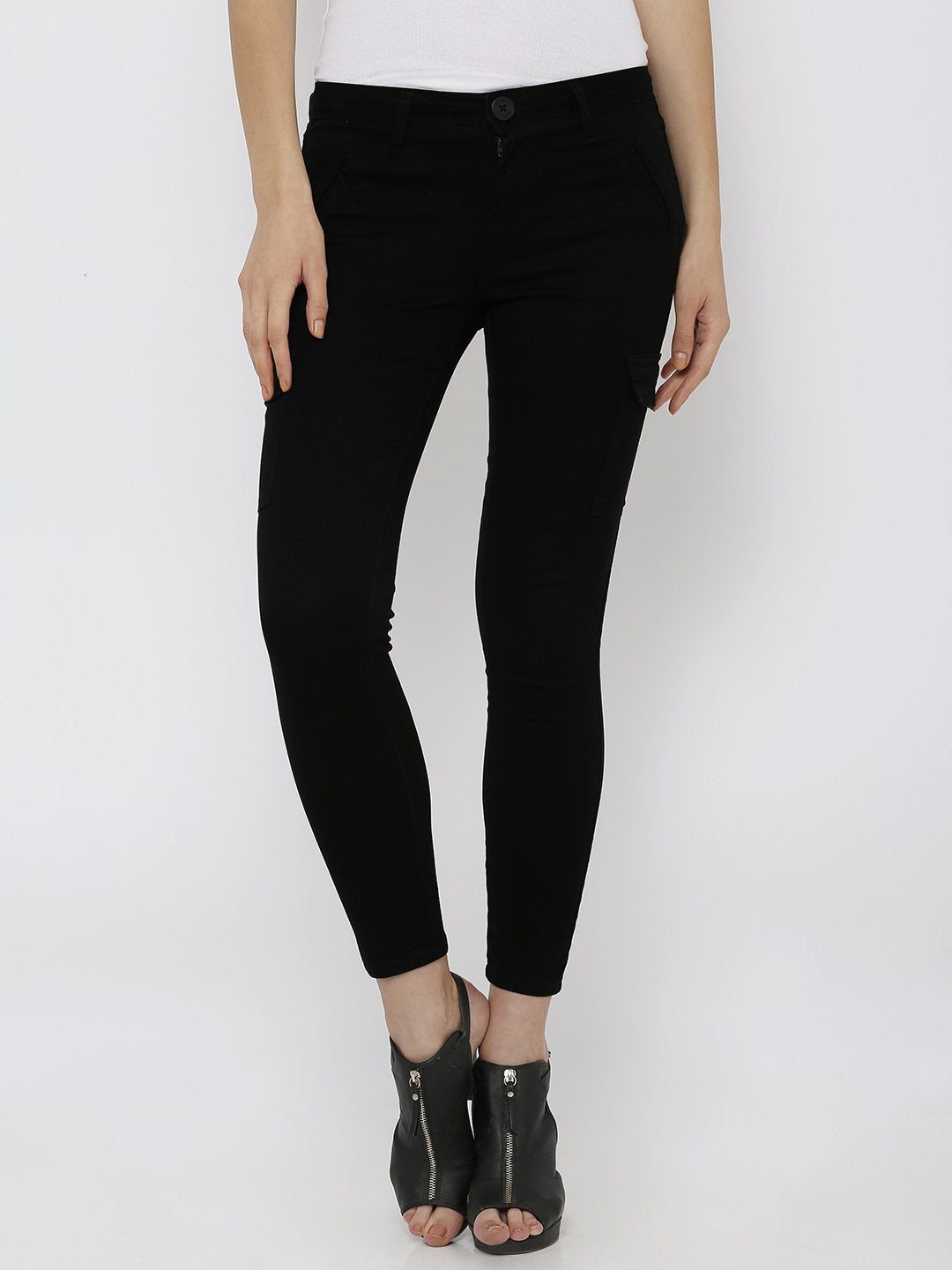 Women Black High-Rise Cargo