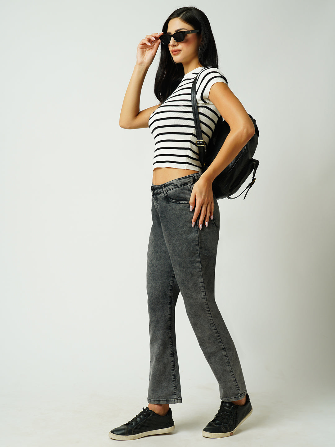 Women Grey High-Rise Relaxed Straight Fit Jeans