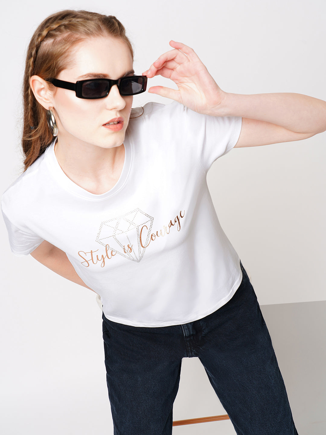Women White Graphic Tees