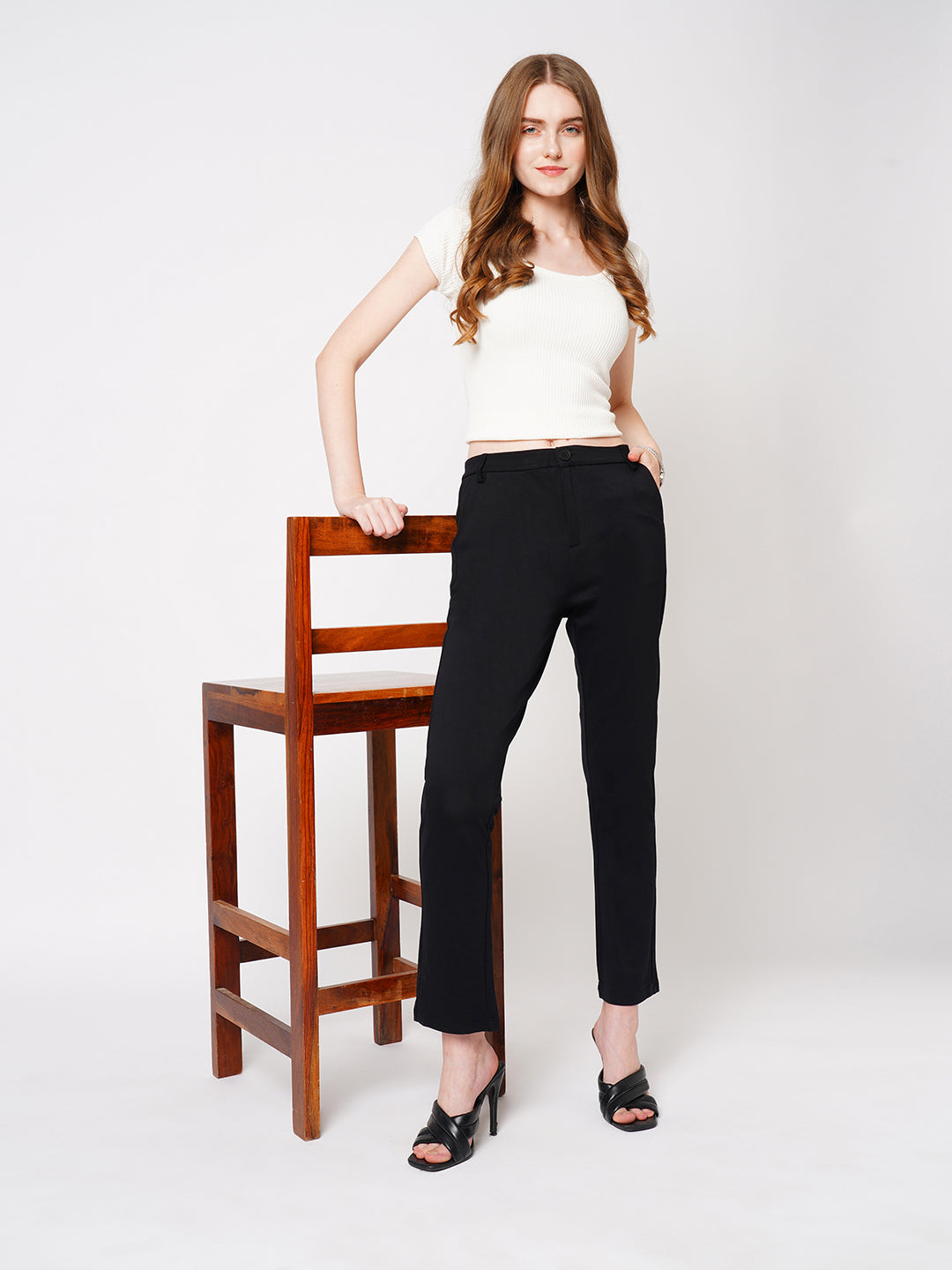 Women Black High-Rise Skinny Treggings