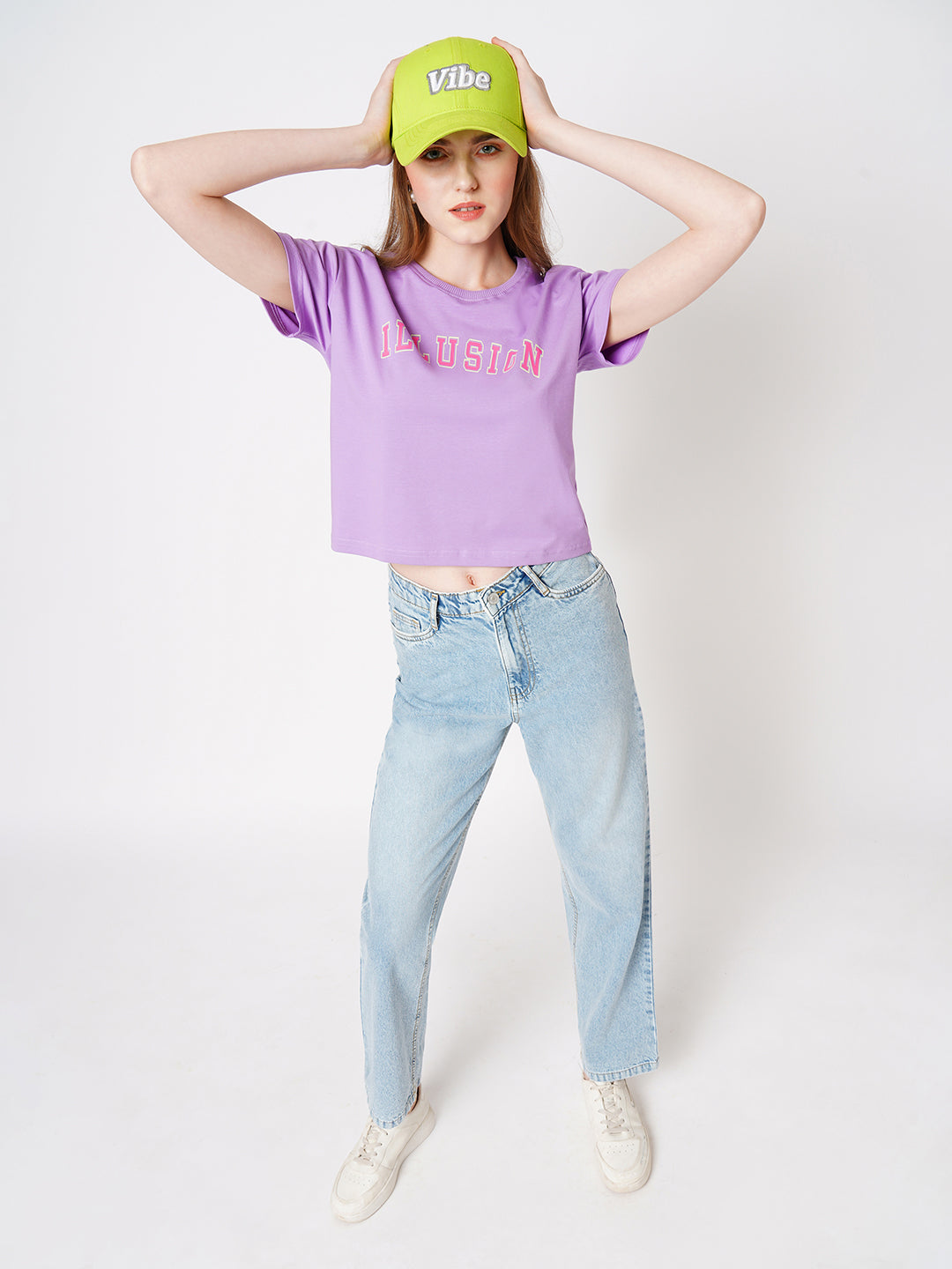 Women Slim Fit Lilac Printed Athleisure Top