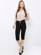 K4023 Mid-Rise Slim Capri - Black