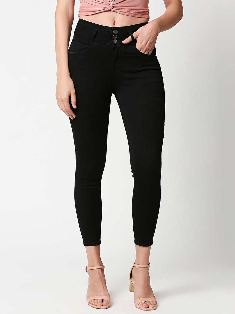 K4014 High-Rise Skinny Jeans - Black