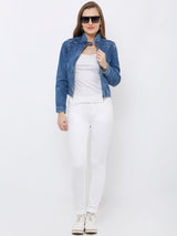 Women Blue Denim Jacket - Mid Blue