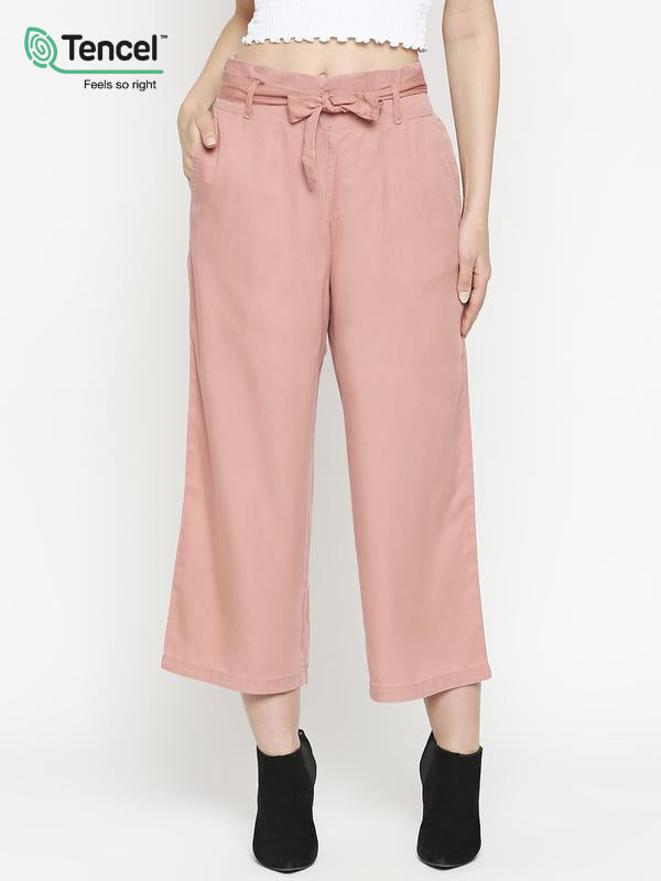 High-Rise Paper Bag Culottes - Blush Pink