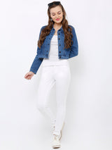 Women Blue Denim Jacket - Dark Blue