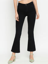 K5013 High-Rise Flared Ripped Jeans - Black