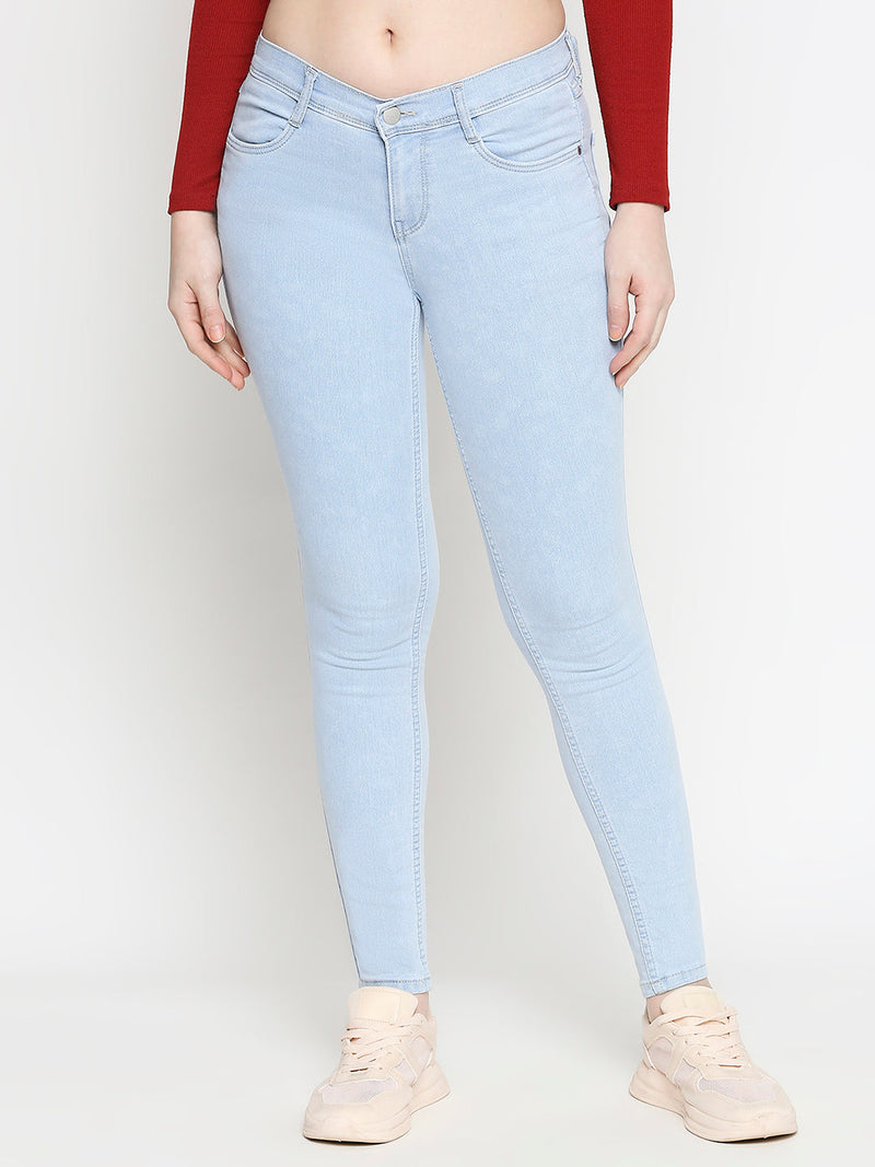 K3024 Mid-Rise Skinny Jeans - Light Blue
